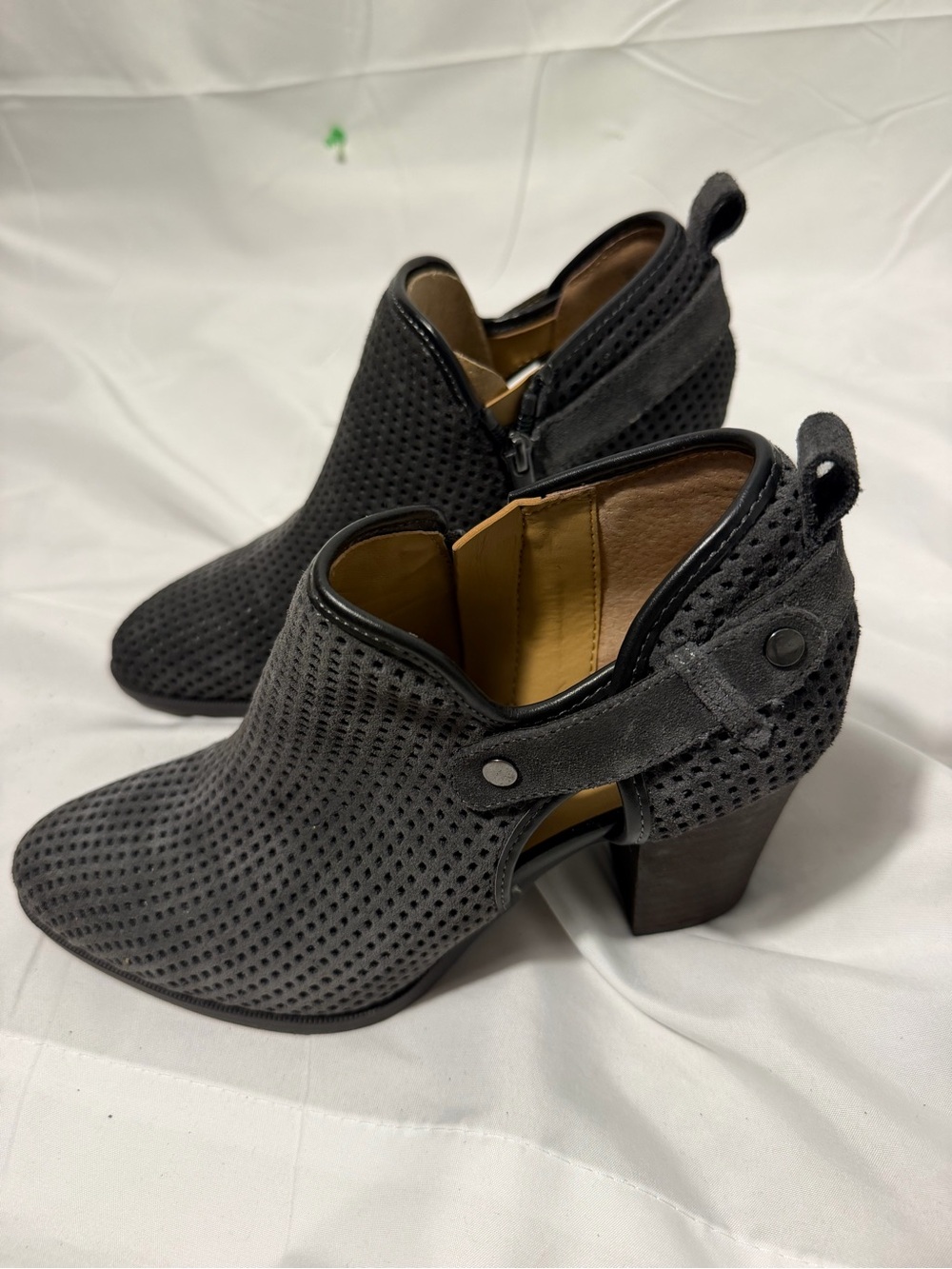 Franco Sarto Charcoal Perforated Ankle Booties - Picture 2 of 7